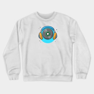 Music Vinyl with Headphones Music Cartoon Vector Icon Illustration Crewneck Sweatshirt